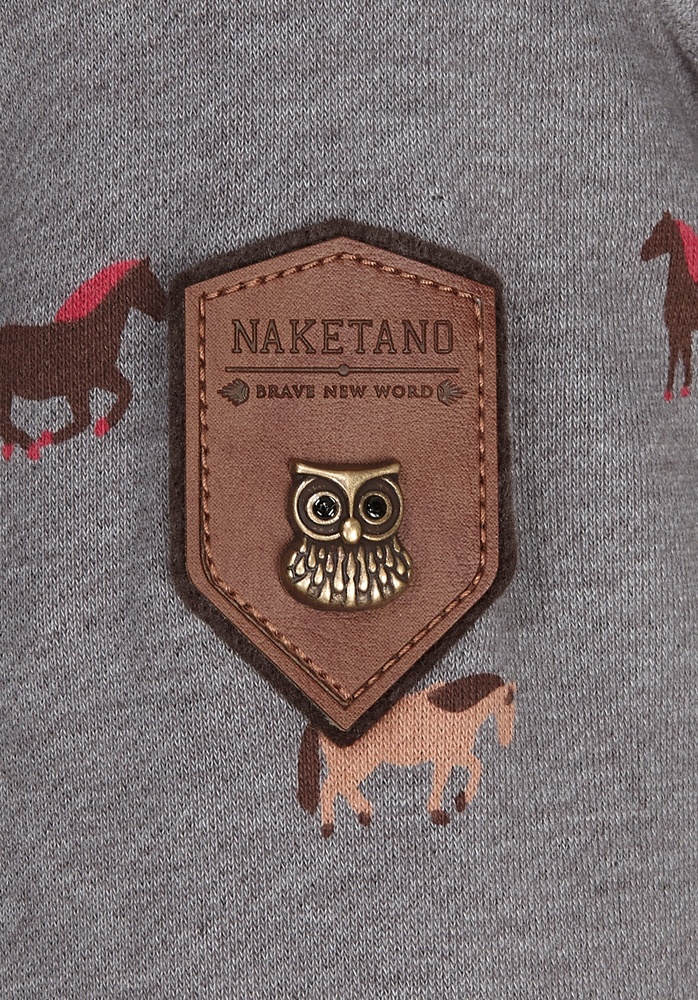 NaketanoDamenSweatjackeBrazzo1801-0301DarkGreyMelangeSmallHorses-XS