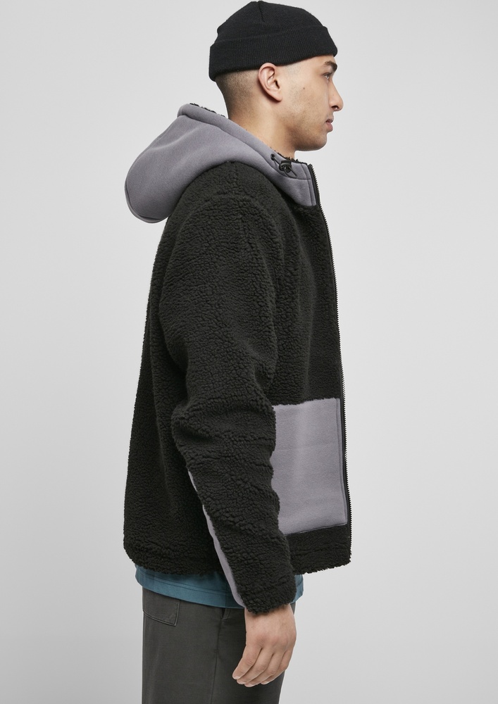 UrbanClassicsJackeHoodedSherpaJacketBlackAsphalt