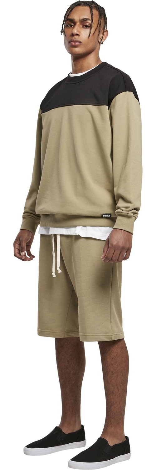 UrbanClassicsHoodieSweatshirtUpperBlockCrewneckKhakiBlack-3XL