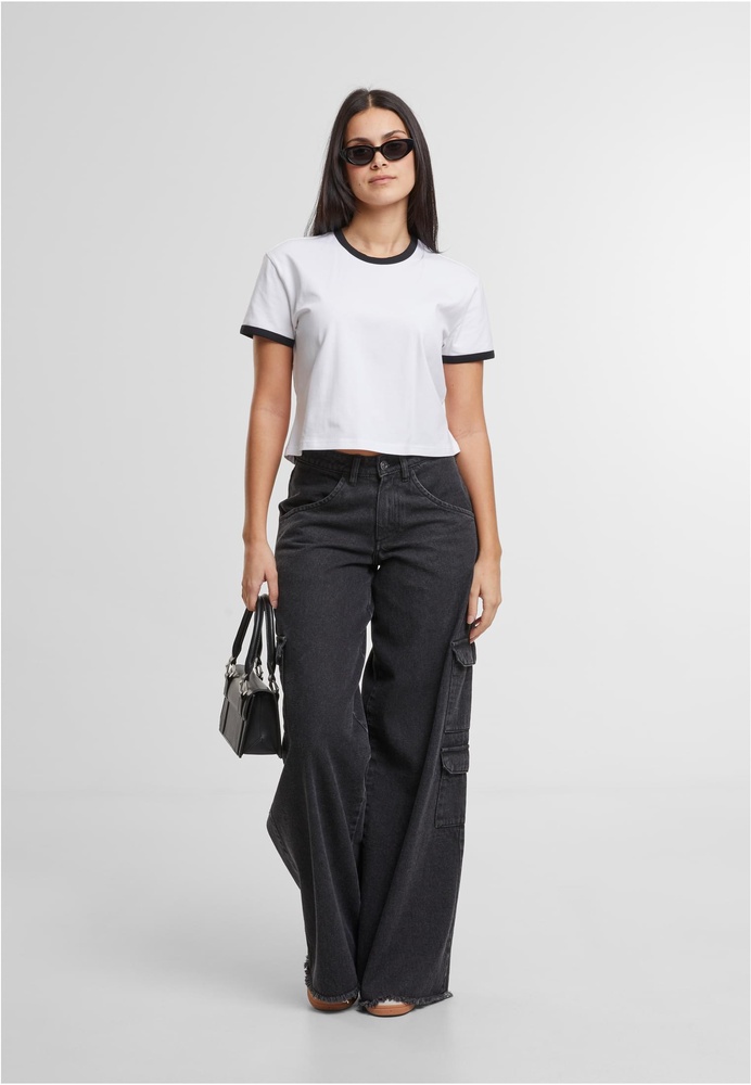 UrbanClassicsDamenLadiesContrastRetroT-ShirtTB7492WhiteBlack-3XL
