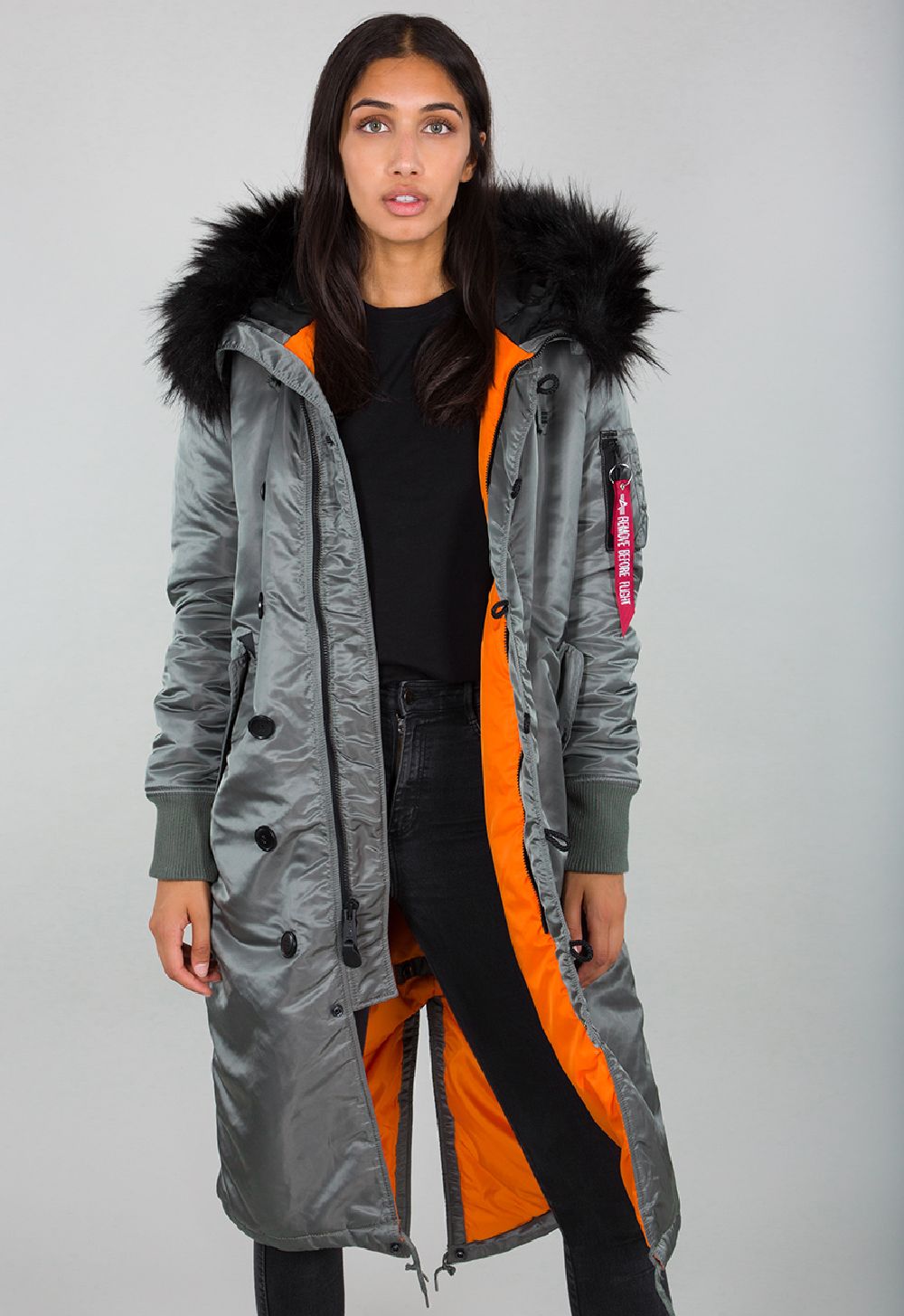 AlphaIndustriesDamenJackeLongFishtailWomenVintageGreen-XS