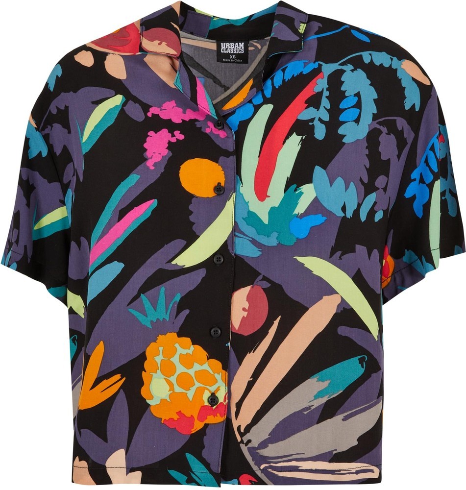 UrbanClassicsDamenLadiesViscoseResortShirtBlackfruity-3XL