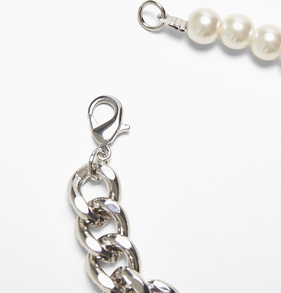 UrbanClassicsArmbandPearlFlatChainBraceletSilver