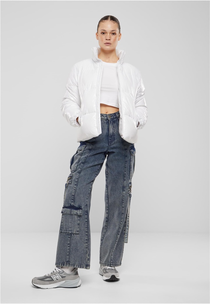 UrbanClassicsDamenSteppjackeLadiesRecycledShortShinyPufferJacketTB7003White-3XL