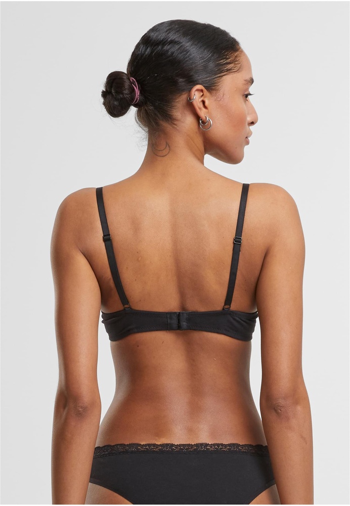 UrbanClassicsDamenBHmitBgelLadiesBasicCottonBraLace2-PackTB7653ABlackBlack-70A