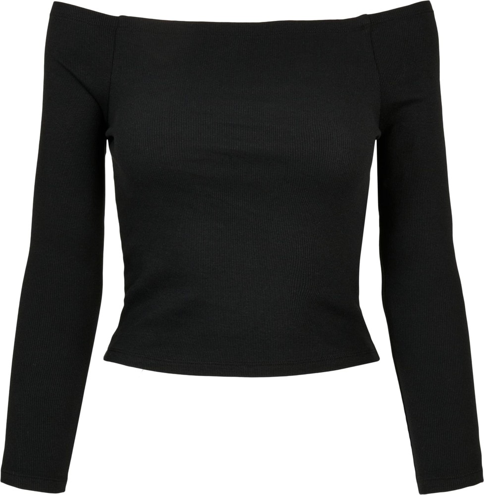 UrbanClassicsDamenLadiesOffShoulderRibLongsleeveBlack