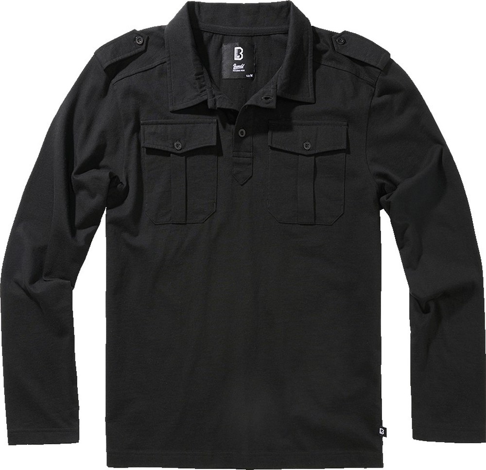 BranditHerrenT-ShirtJerseyPoloshirtWillislongsleeveBlack