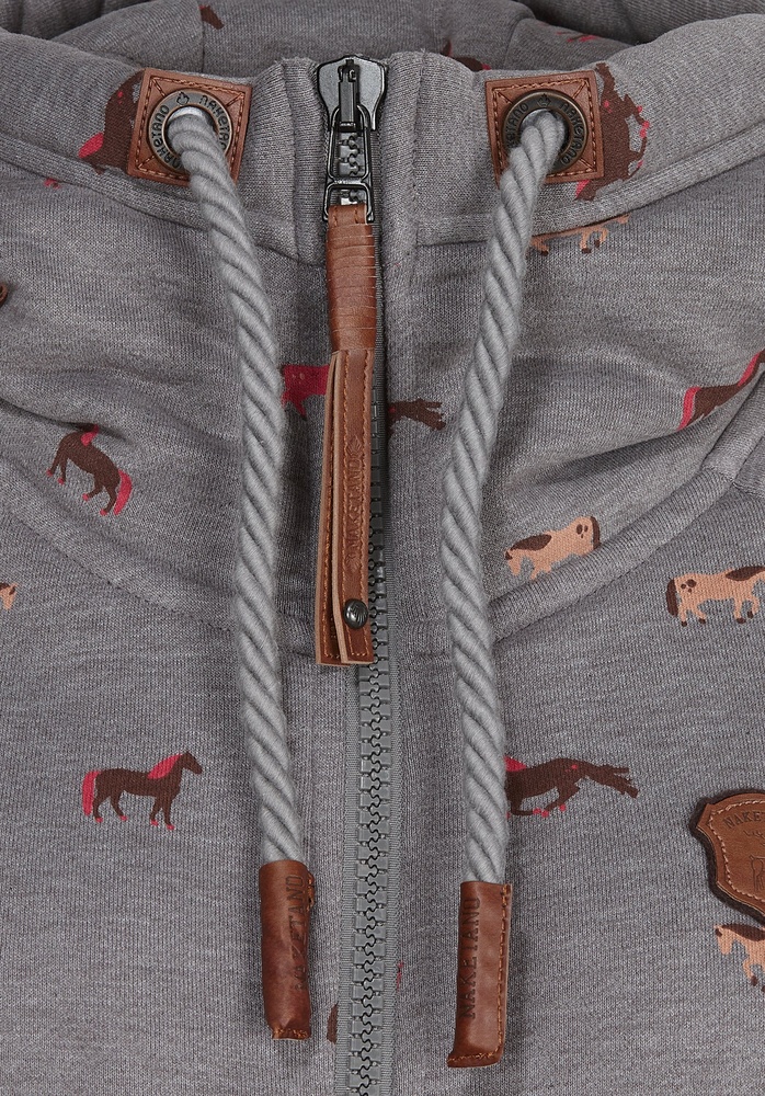 NaketanoDamenSweatjackeBrazzo1801-0301DarkGreyMelangeSmallHorses-XS