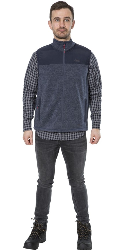 TrespassWesteLeafminer-MaleFleeceGiletAt300NavyMelange-L