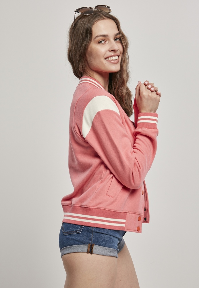 UrbanClassicsDamenJackeLadiesInsetCollegeSweatJacketPalepinkWhitesand-3XL