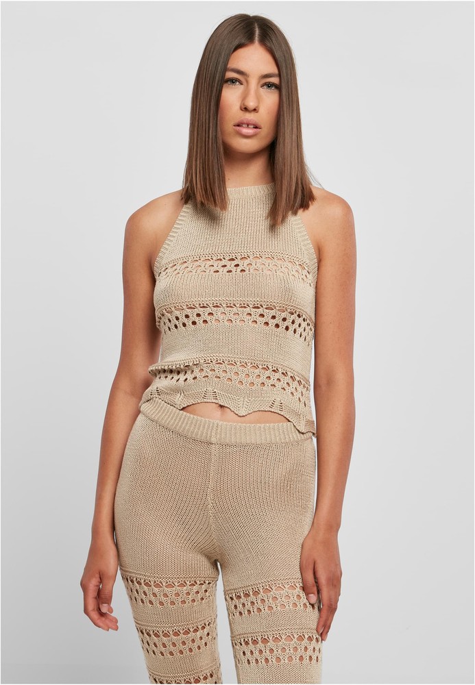 UrbanClassicsDamenLadiesShortCrochetKnitNeckholderTop