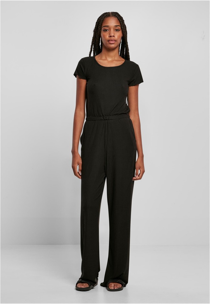 UrbanClassicsDamenOverallLadiesRibWidLegJumpsuitBlack