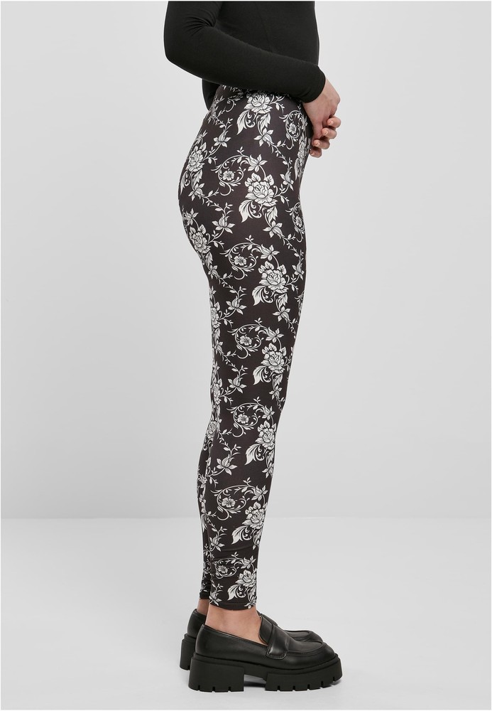 UrbanClassicsDamenLadiesSoftAopLeggingsBlackrose-3XL