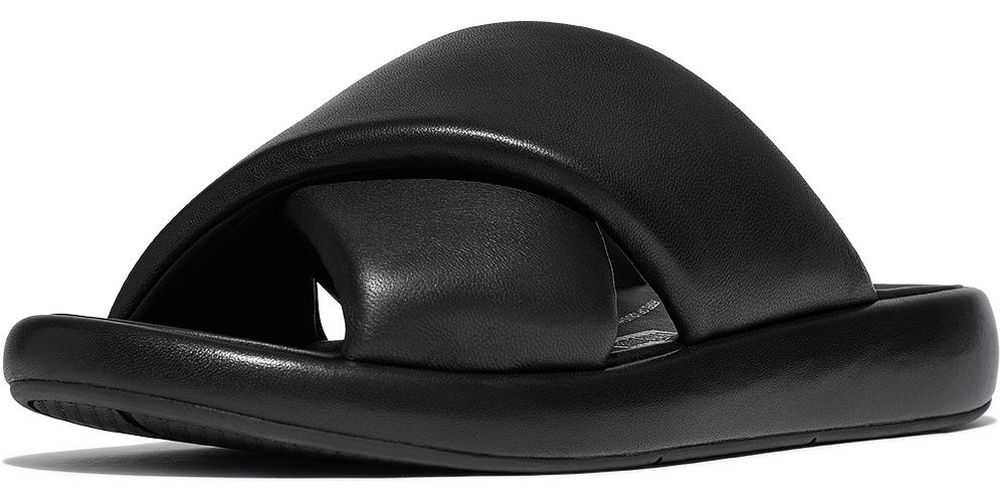 FitFlopDamenSandalenIqushionD-LuxePaddedLeatherCrossSlidesJB5AllBlack-37