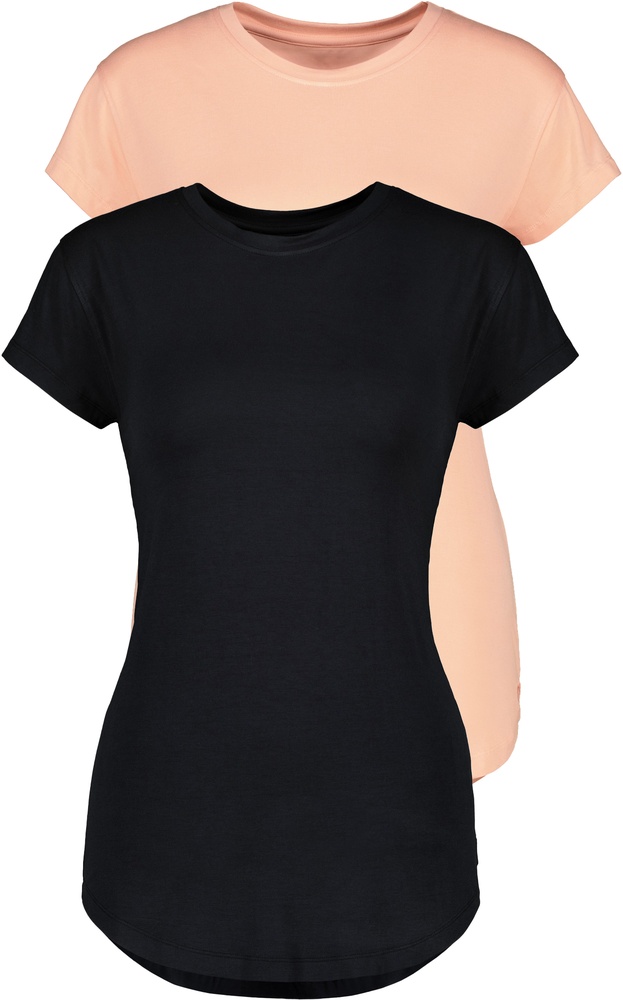 AlifeKickinDamenT-ShirtAriAKDoublepack51146-9999BlackMellowPeach-L