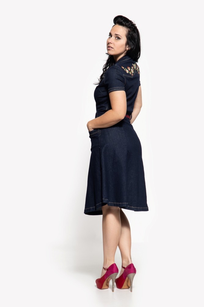 QueenKerosin50sSwingJeanskleidmitStickereiQK4211015338Denim