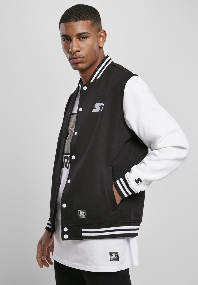 StarterBlackLabelJackeCollegeFleeceJacketBlackWhite