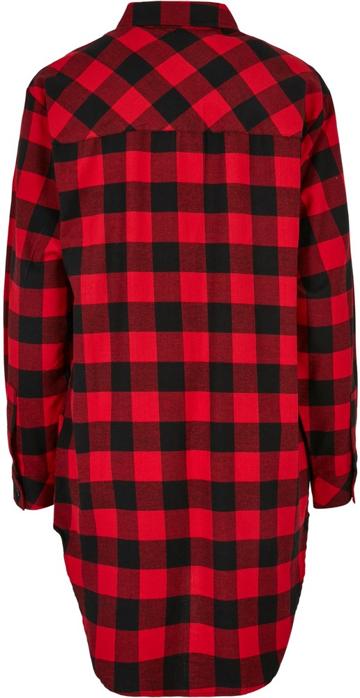UrbanClassicsDamenKleidLadiesOversizedCheckFlannelShirtDressBlackRed
