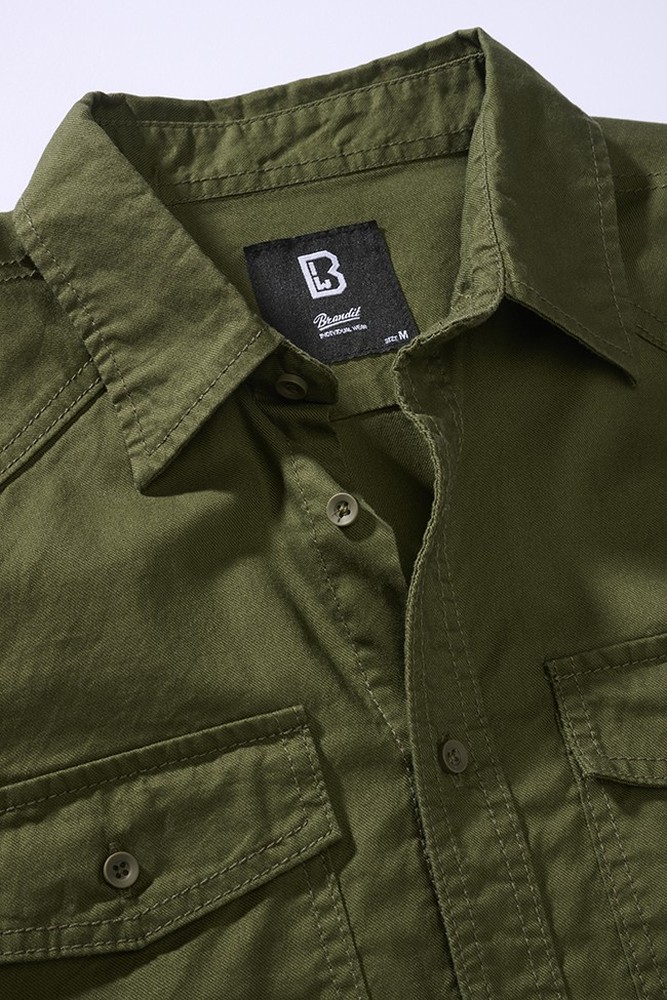 BranditHerrenHemdFlannelShirtLongSleeveOlive-S