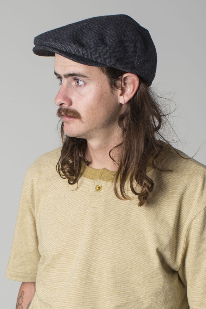 BrixtonCapHooliganGreyBlackHerringbone