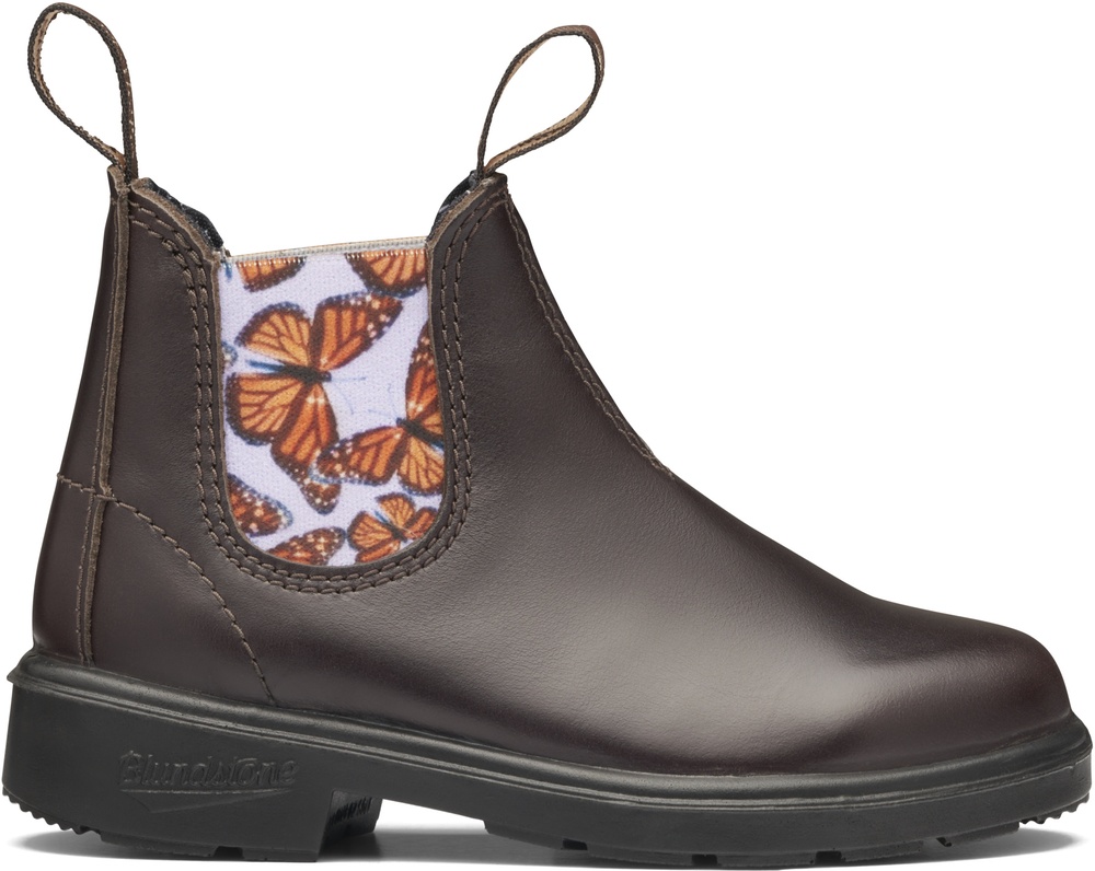 BlundstoneKinderChelseaBoots2395BrownLeatherWithButterflyLilacElasticKidsBrown-K8UK