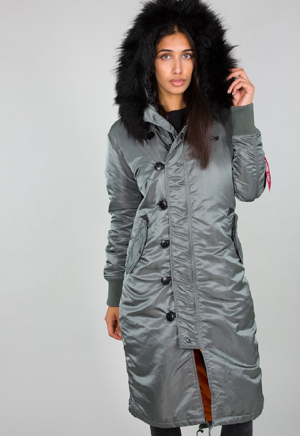 AlphaIndustriesDamenJackeLongFishtailWomenVintageGreen-XS