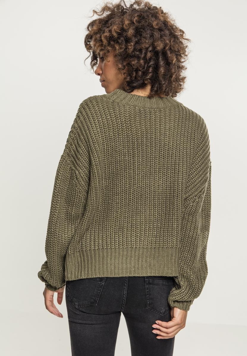 UrbanClassicsDamenPulloverLadiesWideOversizeSweaterOlive-L
