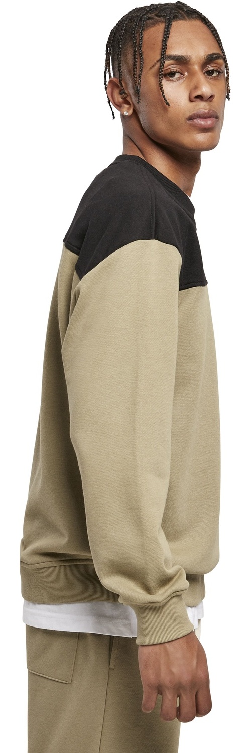 UrbanClassicsHoodieSweatshirtUpperBlockCrewneckKhakiBlack-3XL