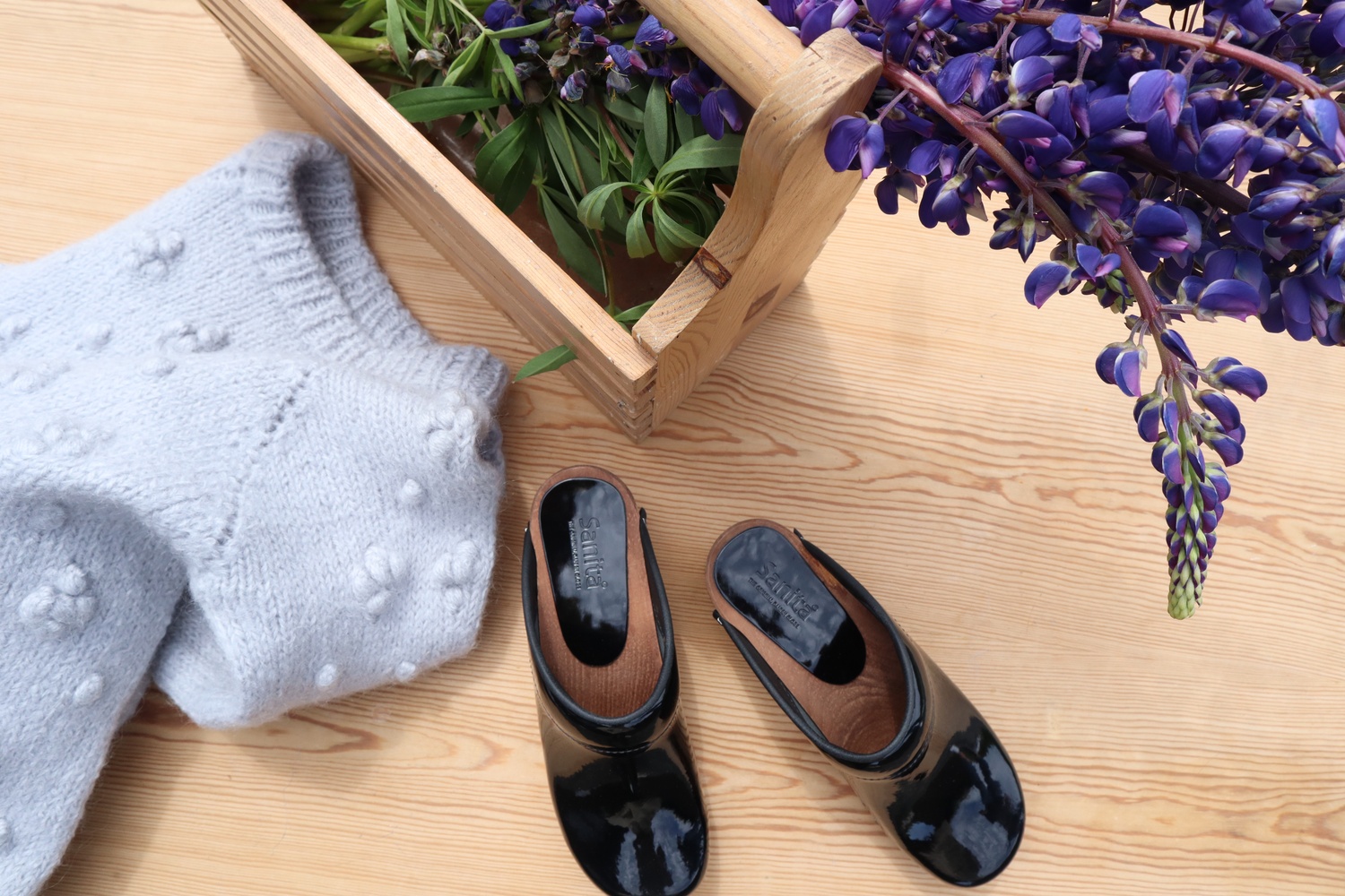 SanitaDamenOffenerClogWood-ClassicPatOpenBlack