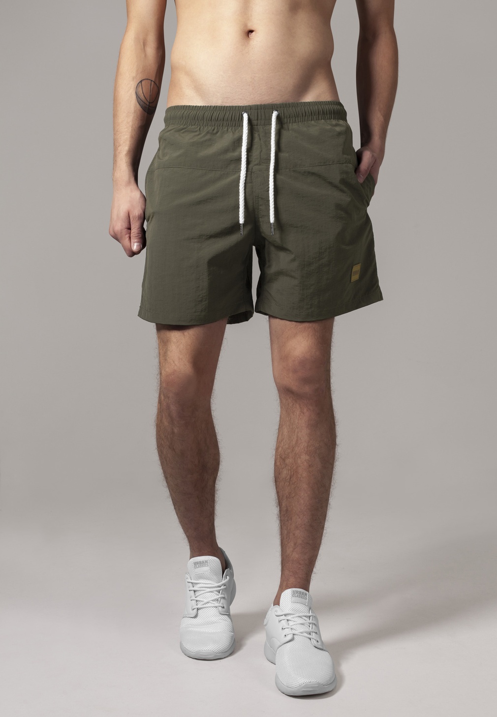 UrbanClassicsBadehoseBlockSwimShortsOliveOlive-3XL