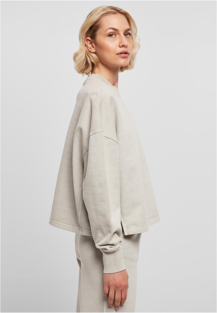 UrbanClassicsDamenSweatshirtLadiesHeavyTerryGarmentDyeCrewneckWarmgrey-3XL