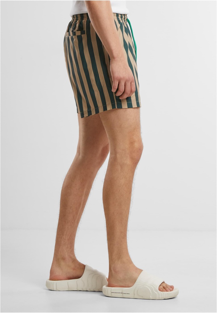 UrbanClassicsBadeshortsStripedSeersuckerSwimShortsTB7347BottlegreenUnionbeige-3XL
