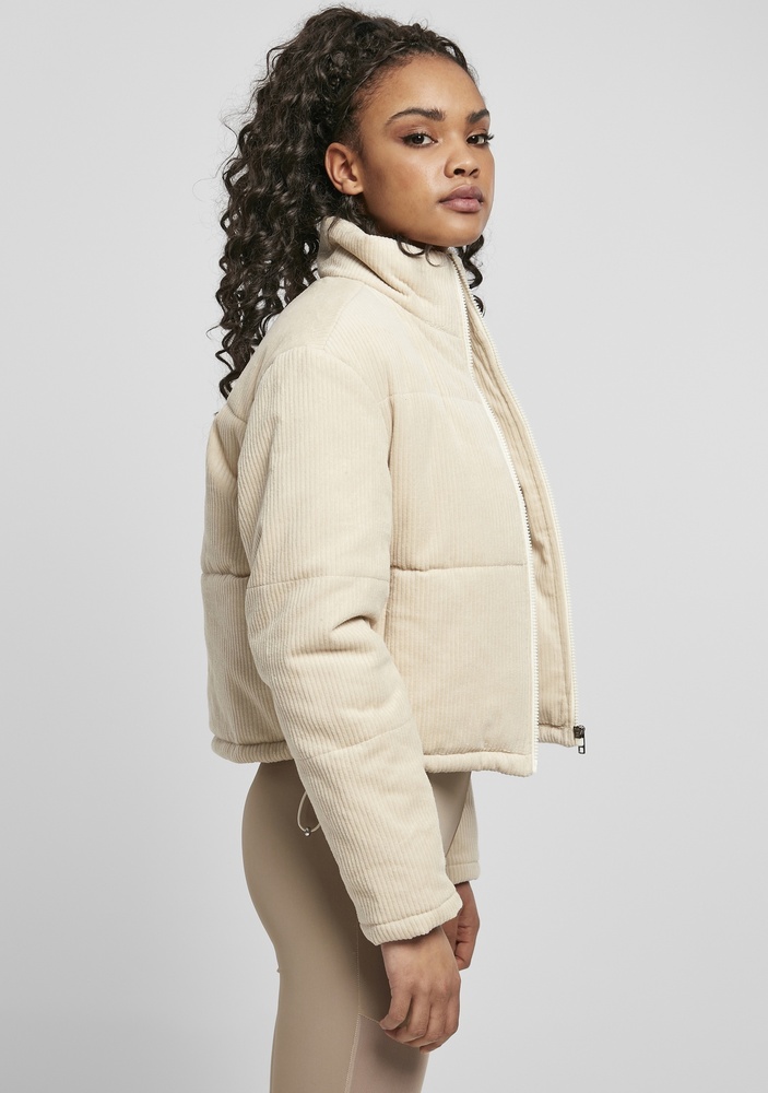 UrbanClassicsDamenJackeLadiesCorduroyPufferJacketWhitesand-3XL