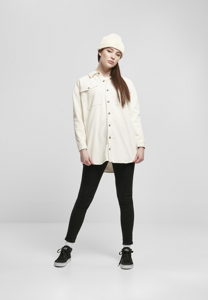 UrbanClassicsDamenJackeLadiesLongCorduroyOvershirtWhitesand-3XL