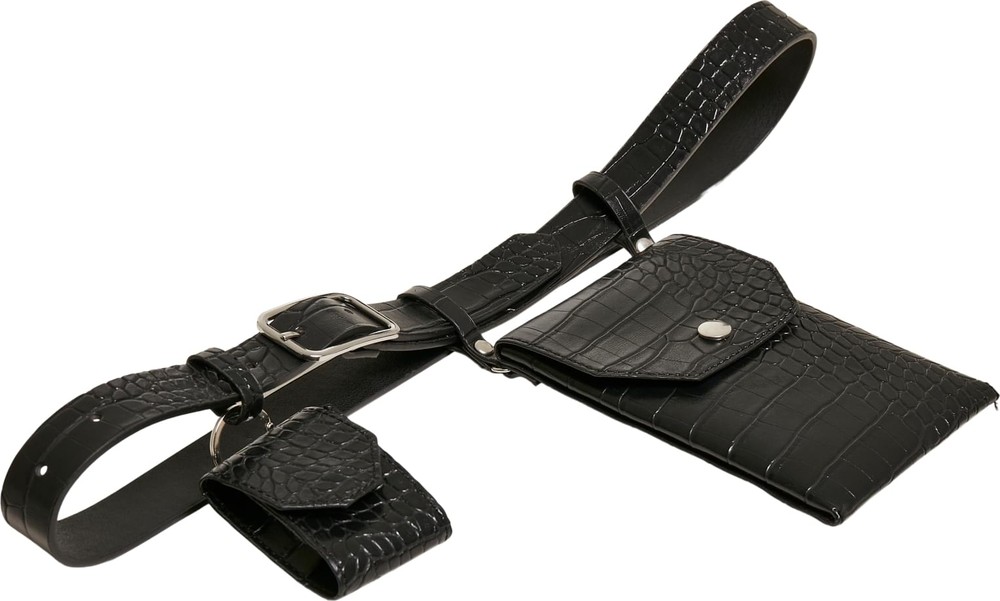 UrbanClassicsCrocoSyntheticLeatherBeltWithPouchBlackSilver