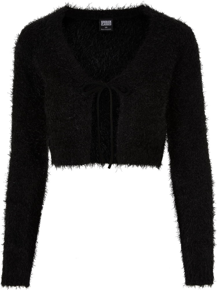 UrbanClassicsDamenLadiesTiedCroppedFeatherCardiganBlack-3XL