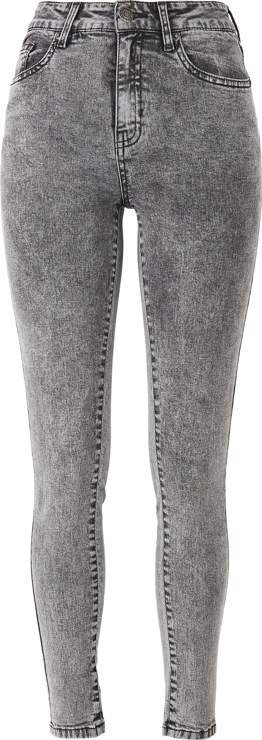 UrbanClassicsDamenHoseLadiesHighWaistSkinnyJeansBlackHeavyAcidWashed-3032