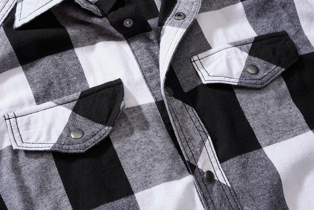 BranditMenHemdCheckshirtsleevelessWhiteBlack-S