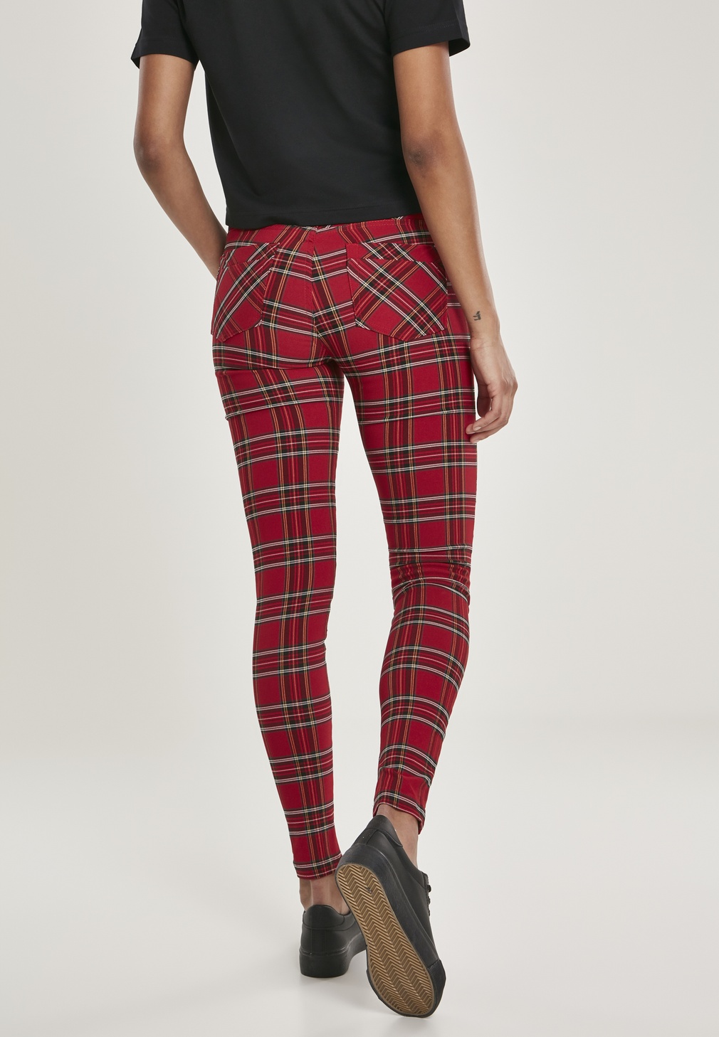 UrbanClassicsDamenHoseLadiesSkinnyTartanPantsRedBlack