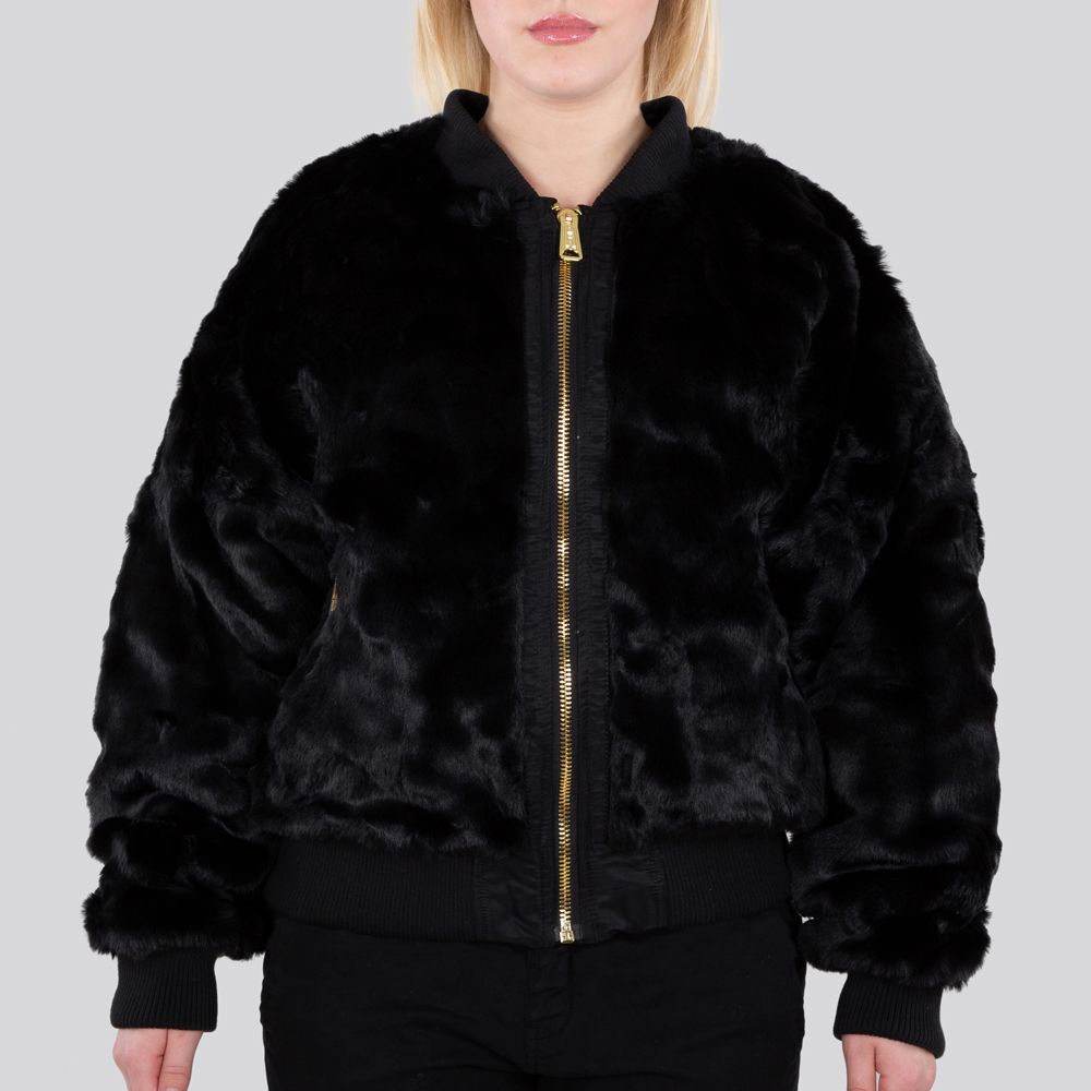 AlphaIndustriesDamenJackeMA-1OSRevFurWomenBlackBlack