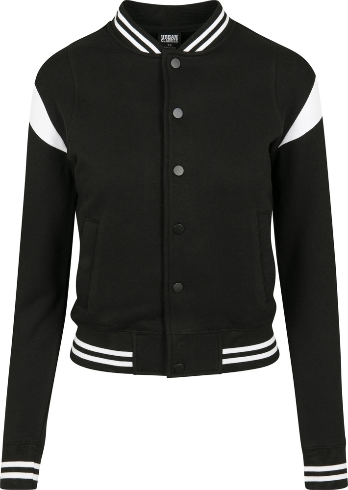 UrbanClassicsKinderJackeGirlsInsetCollegeSweatJacketBlackWhite-110116