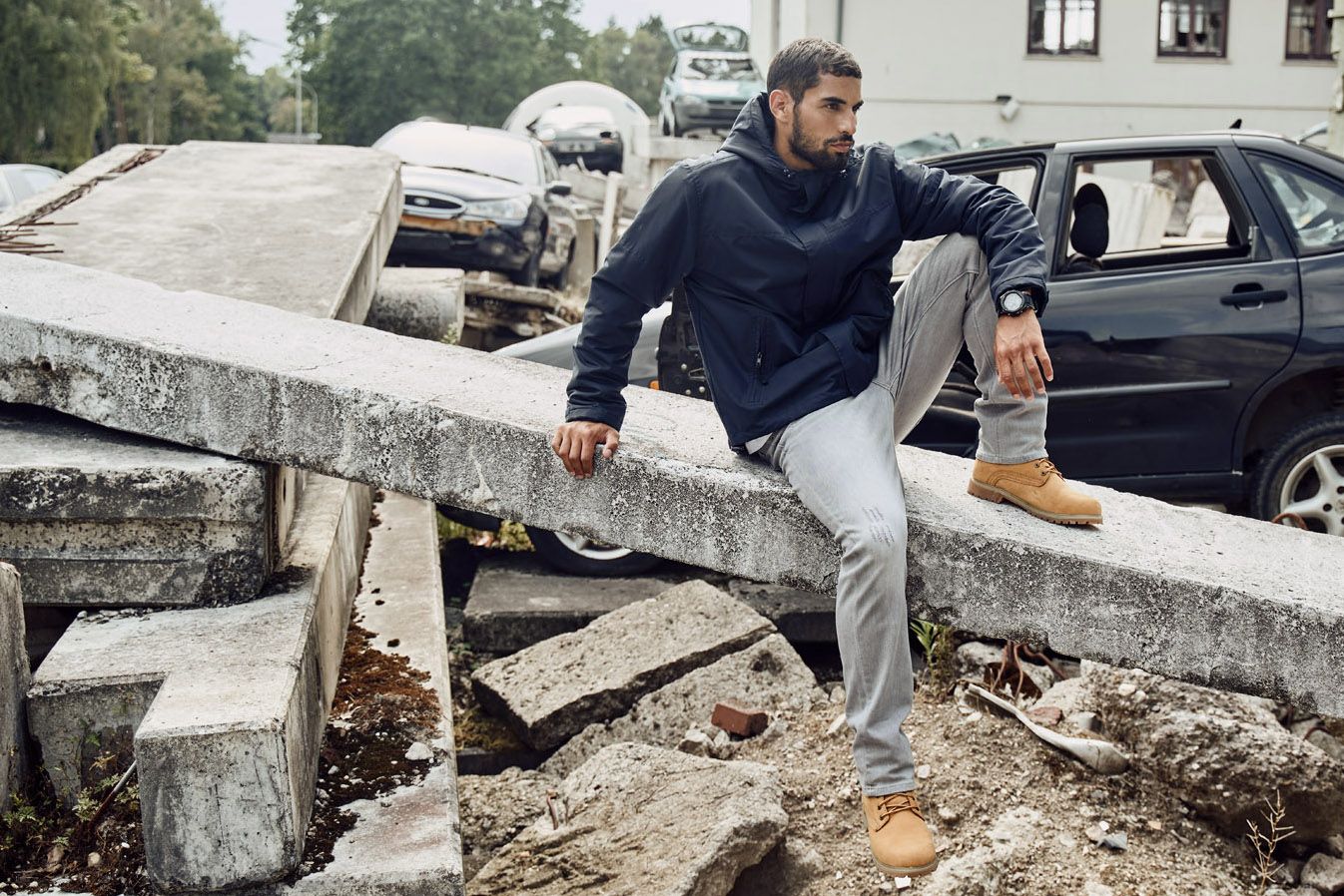 BranditJackeWindbreakerFrontzipinNavy-S