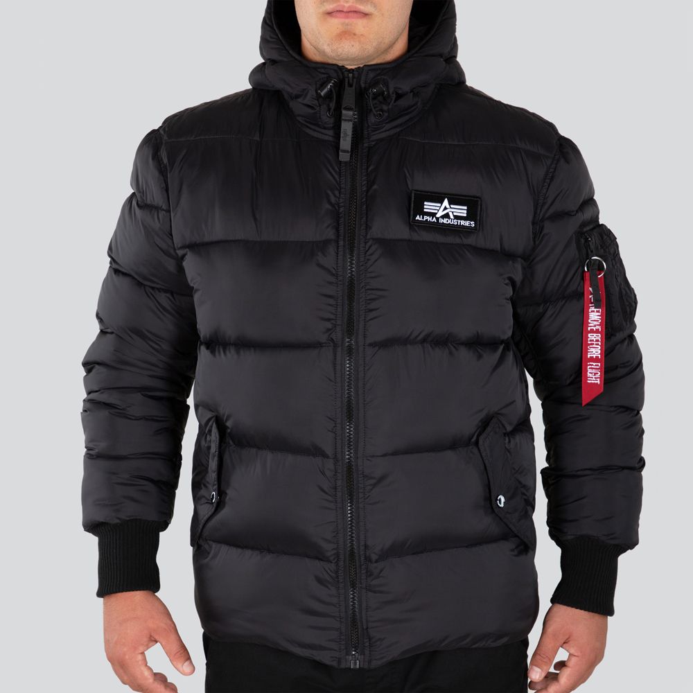 AlphaIndustriesJackeHoodedPufferAlphaFDBlack