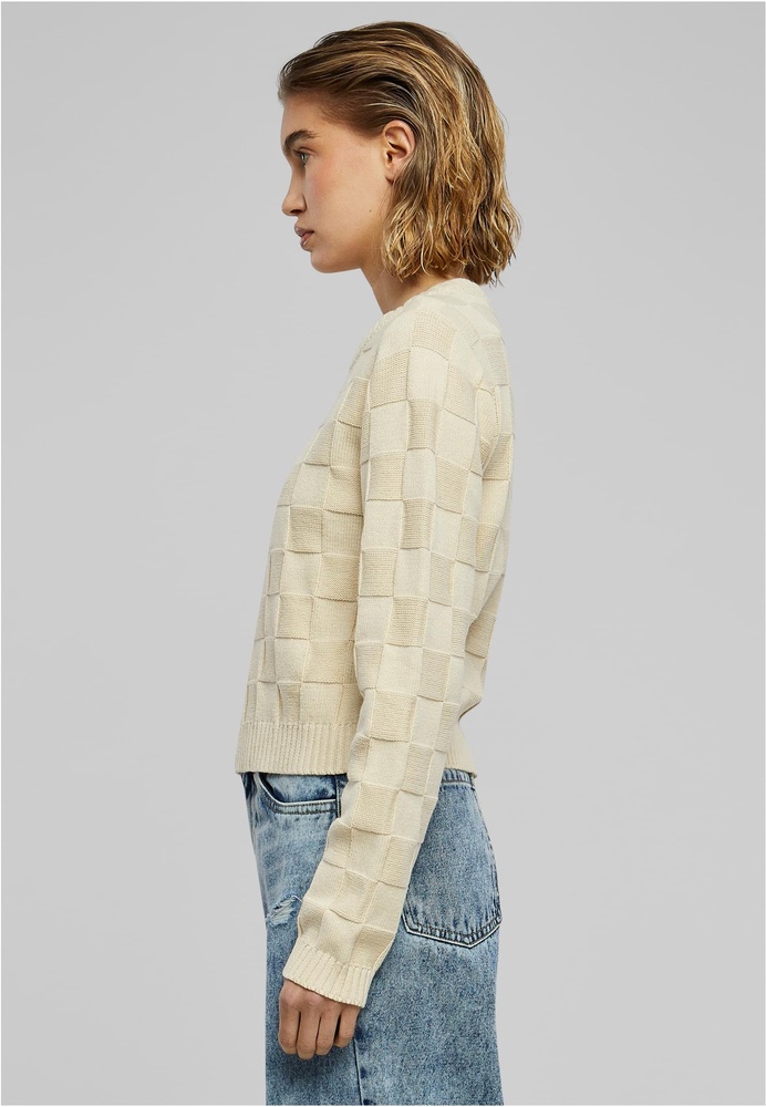 UrbanClassicsDamenLadiesCheckKnitSweaterTB6138Sand-3XL