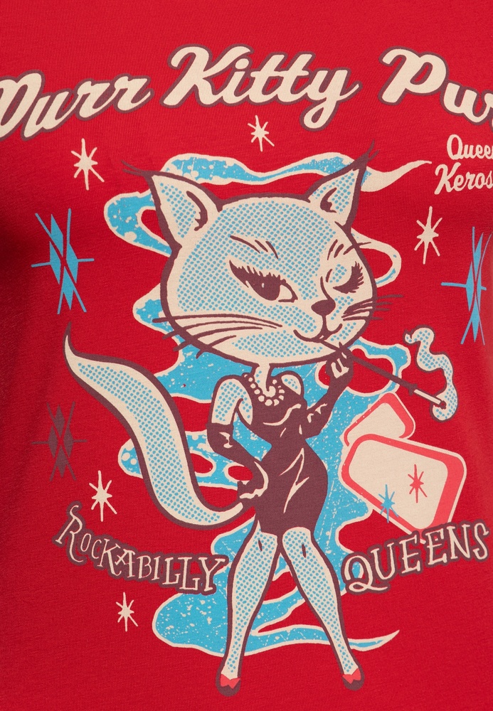 QueenKerosinDamenPrintT-ShirtPurrKityPurrQKI31004Red-XS