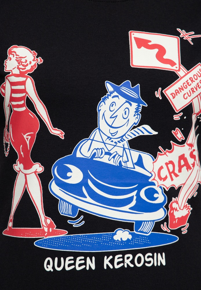 QueenKerosinDamenBasicT-ShirtDangerousCurvenQKU41014