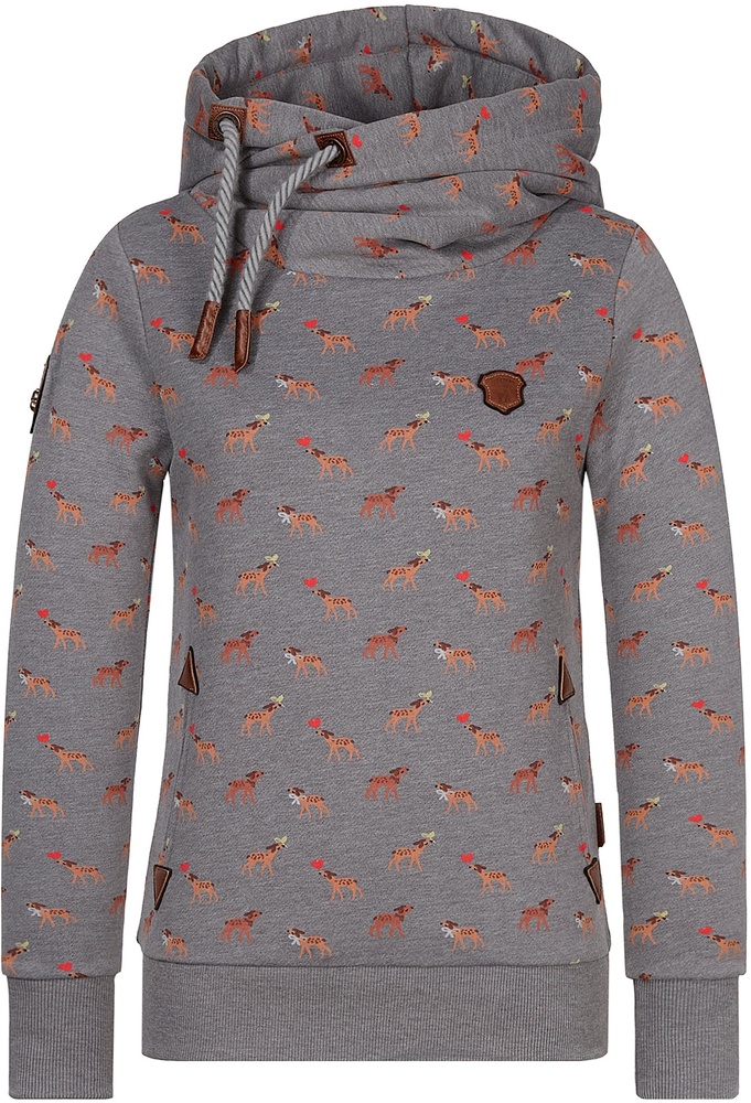 NaketanoDamenHoodieDarth1801-0203DarkGreyMelangeSmallDeers-XS