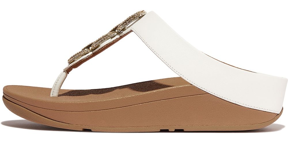 FitFlopDamenFlipFlopsFinoCrystal-ChainLeatherToe-PostSandalsHX2UrbanWhite-37