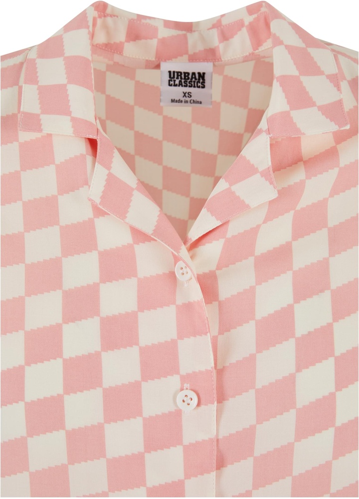UrbanClassicsDamenLadiesViscoseResortShirtTB4365Lemonadepinkcheck-3XL