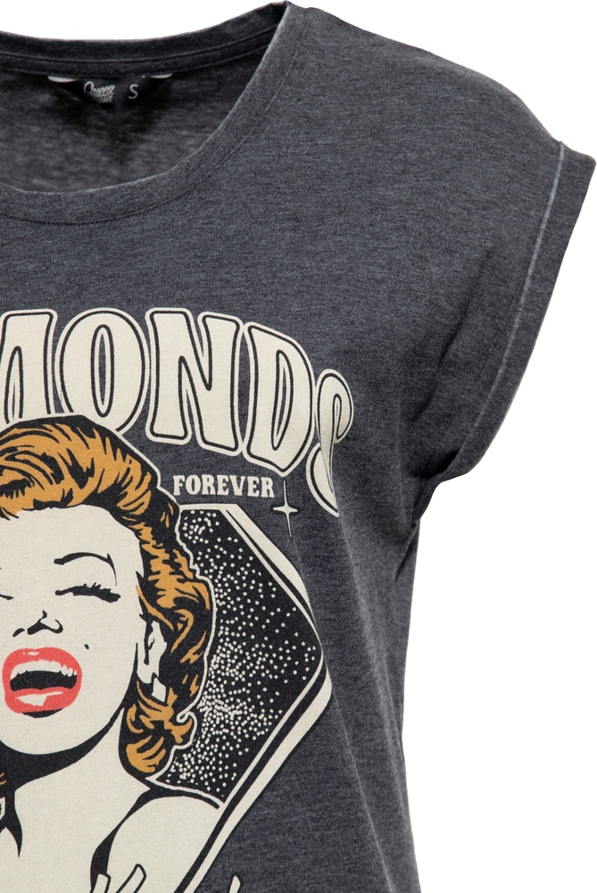 QueenKerosinDamenEnzymwashT-ShirtDiamondsQKI41011
